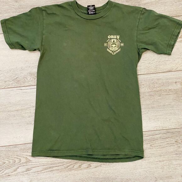 Obey Shirt Mens Small Green Dissent & Defiance Graphic Tee T-Shirt Streetwear - Picture 3 of 8